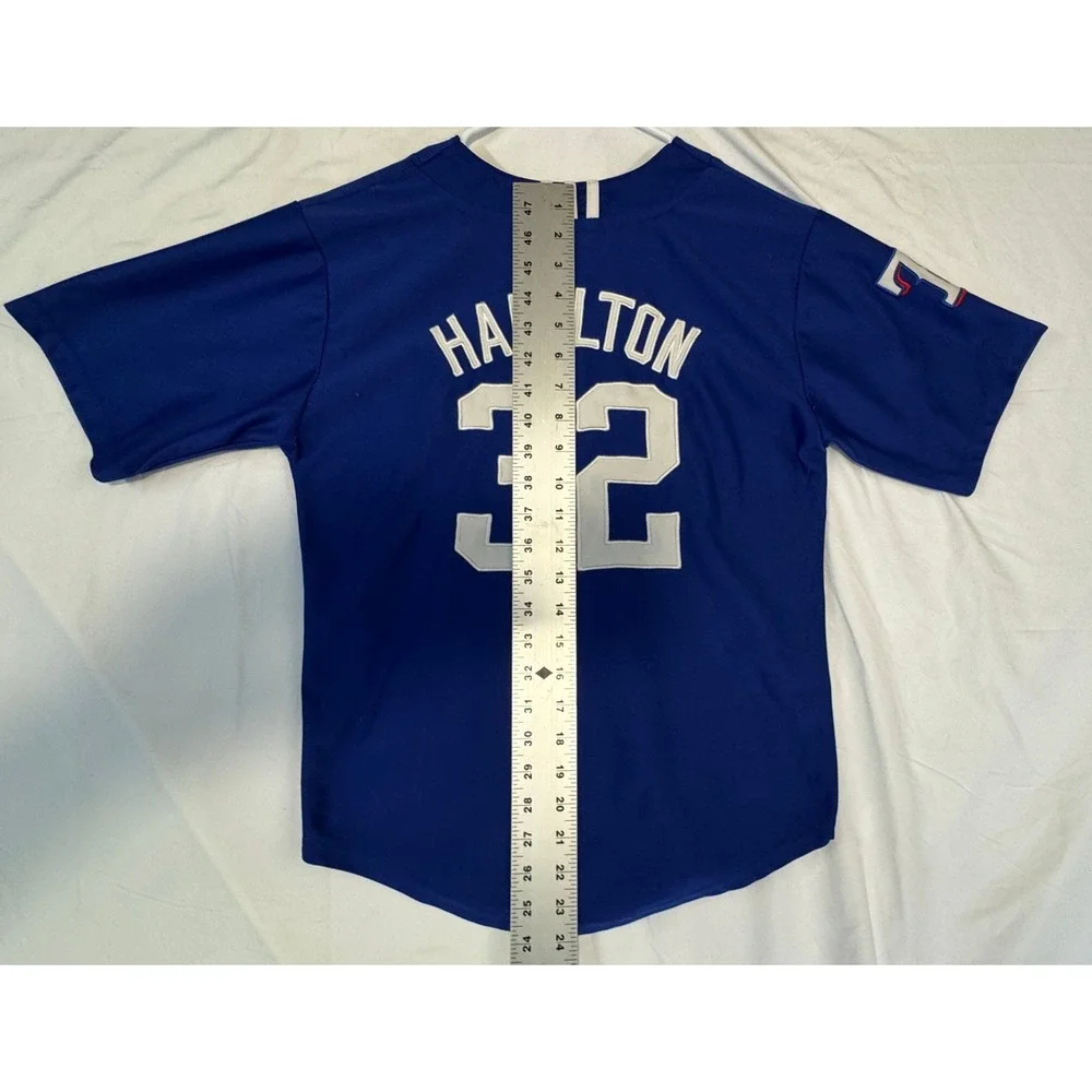 Adidas Texas Rangers Josh Hamilton 32 Youth Baseball Jersey Blue Size M 10-12